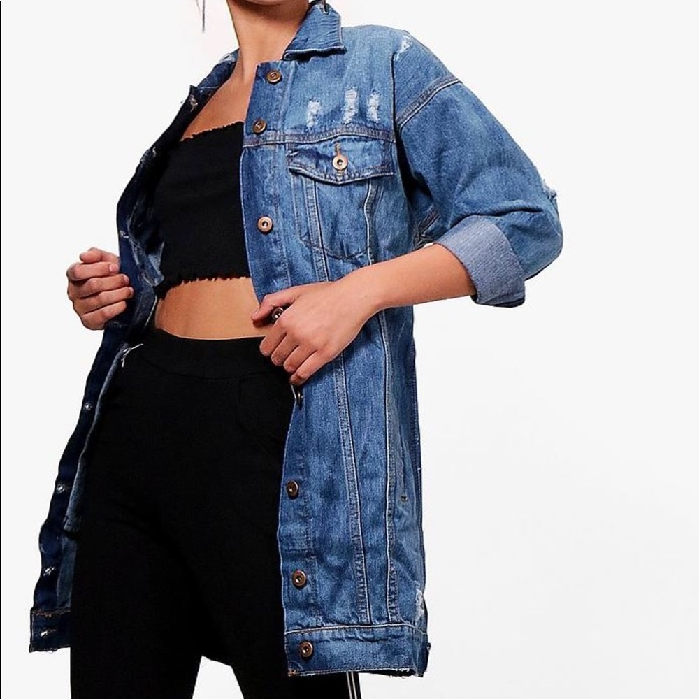Oversized Distressed Denim Jacket